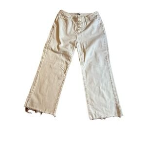 Judy Blue Cropped Wide Leg Jeans 13/31 White Magic Denim Mid-Rise Button Fly Raw